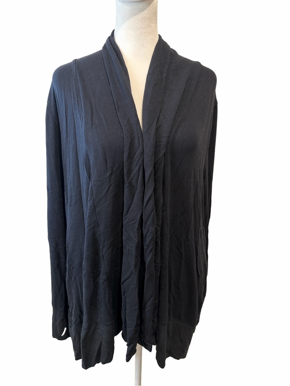 all in motion Black Open-Front Draped Cardigan. Has Pockets. Size M.
